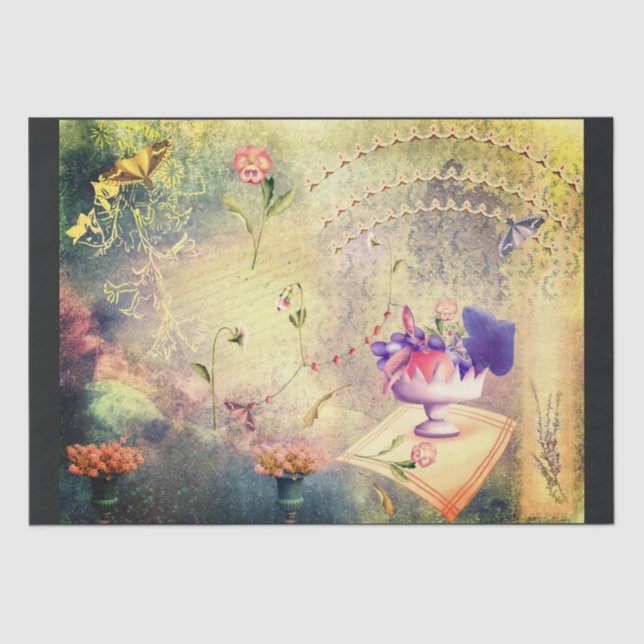 Moths and Pansies Scrapbook Papers  Tissue Paper (Front)