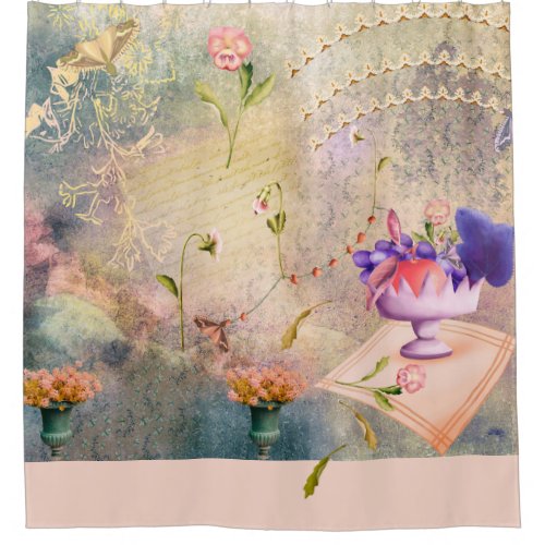 Moths and Pansies Shower Curtain