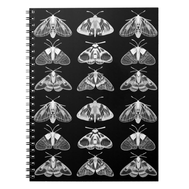 Moths in Black, White and Gray Notebook (Front)