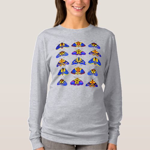 Moths in Blue Golden Yellow and Brown T_Shirt