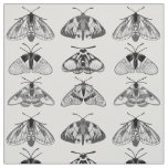 Moths in Gray, Black and White  Fabric