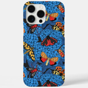 Moths on blue hydrangea iPhone 16 pro max case