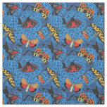 Moths on blue hydrangea fabric