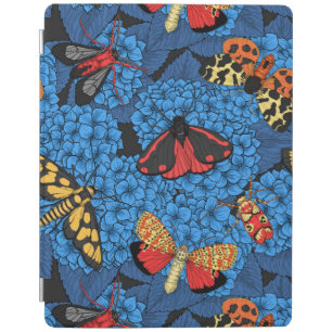 Moths on blue hydrangea iPad smart cover