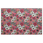 Moths on flower mix in red and gray fabric