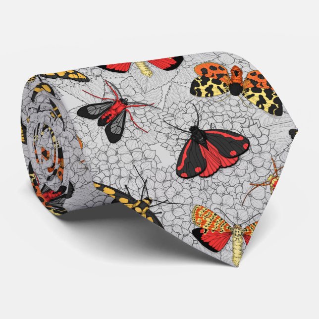 Moths on hydrangea neck tie (Rolled)