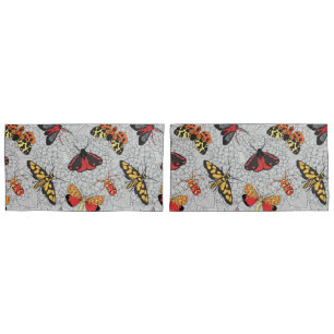 Moths on hydrangea pillow case