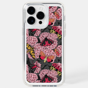 Moths on pink hydrangea speck iPhone 14 pro max case