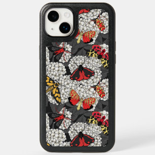 Moths on white hydrangea OtterBox iPhone 14 plus case