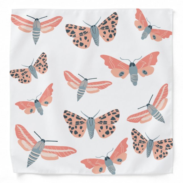 Moths Pattern Pink Blue Bandana (Front)