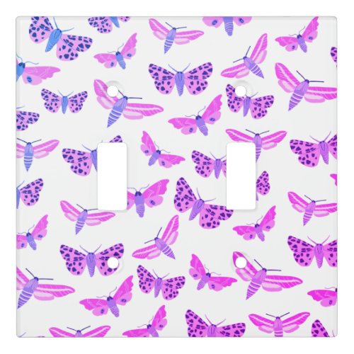 Moths Pattern Pink Blue Purple Light Switch Cover