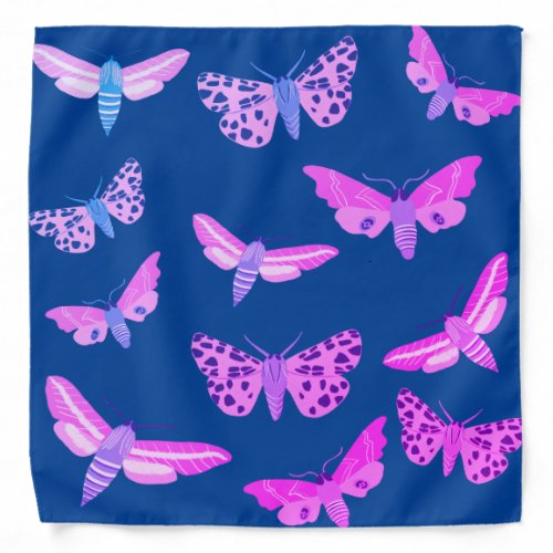 Moths Pattern Pink Purple Blue Bandana