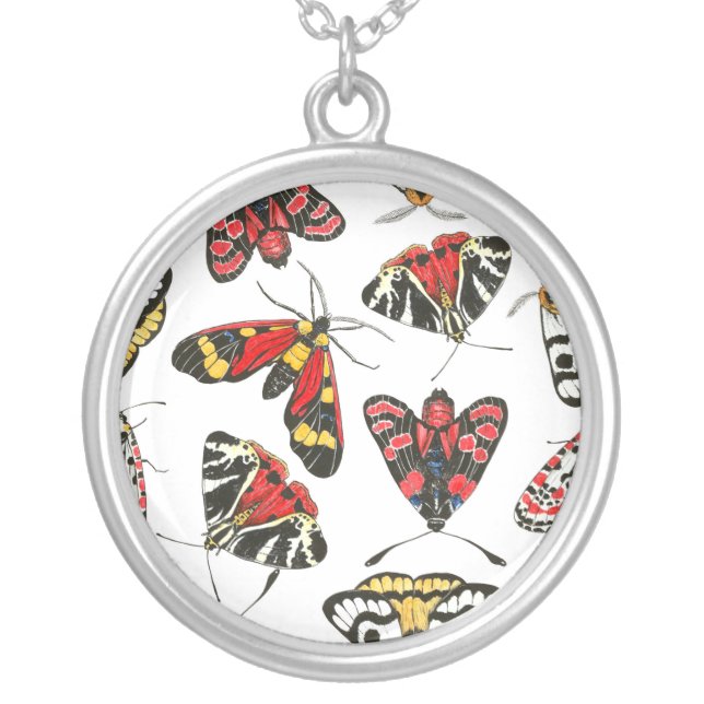 Moths Silver Plated Necklace (Front)
