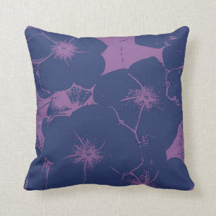 Motif Blue Mauve Floral Throw Pillow