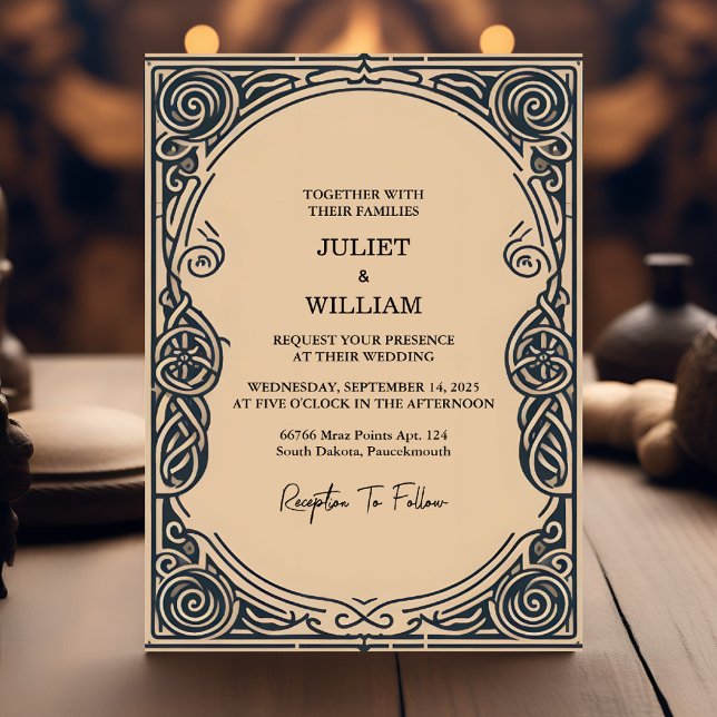 Motif Celtic Nordic Medieval Scroll Viking Wedding Invitation (Creator Uploaded)