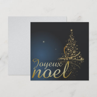 Motif de Noël bleu avec arbre de Noël doré Invitation