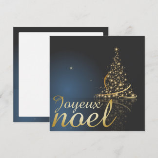 Motif de Noël bleu avec arbre de Noël doré Invitation