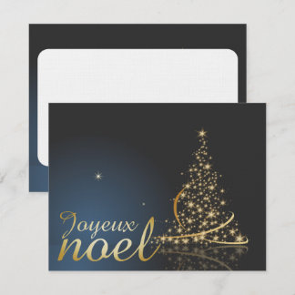 Motif de Noël bleu avec arbre de Noël doré Invitation