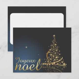 Motif de Noël bleu avec arbre de Noël doré Invitation