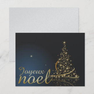 Motif de Noël bleu avec arbre de Noël doré Invitation