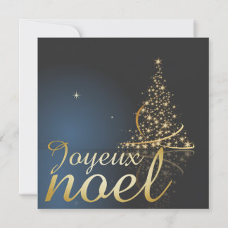Motif de Noël bleu avec arbre de Noël doré Invitation