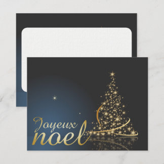 Motif de Noël bleu avec arbre de Noël doré Invitation