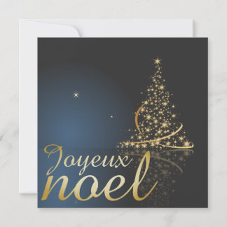 Motif de Noël bleu avec arbre de Noël doré Invitation