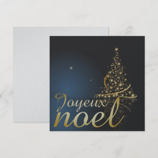 Motif de Noël bleu avec arbre de Noël doré Invitation