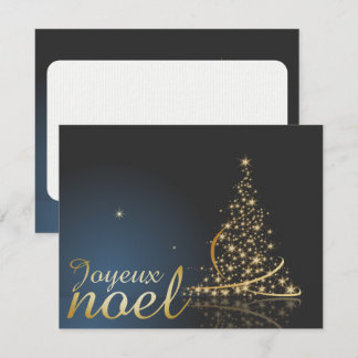Motif de Noël bleu avec arbre de Noël doré Invitation