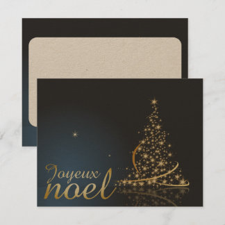 Motif de Noël bleu avec arbre de Noël doré Invitation
