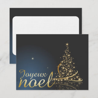 Motif de Noël bleu avec arbre de Noël doré Invitation