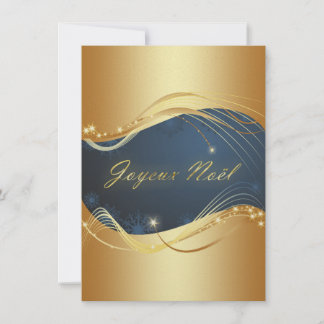 Motif de Noël or avec fond bleu Holiday Card