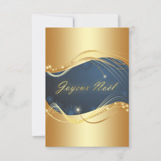 Motif de Noël or avec fond bleu Invitation