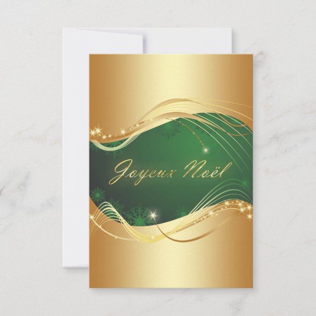 Motif de Noël or avec fond vert Invitation (Front)