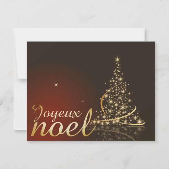 Motif de Noël rouge avec arbre de Noël doré Invitation (Front)