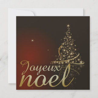 Motif de Noël rouge avec arbre de Noël doré Invitation