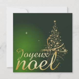 Motif de Noël vert avec arbre de Noël doré Invitation