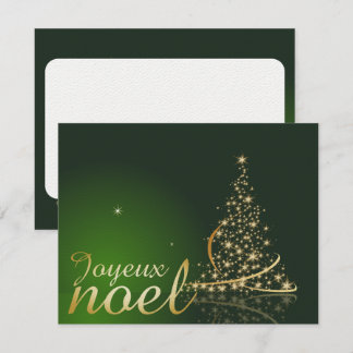 Motif de Noël vert avec arbre de Noël doré Invitation