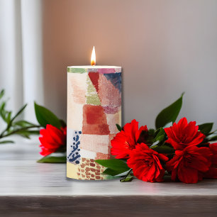 Motif from Hammamet by Paul Klee, Abstract Art Pillar Candle