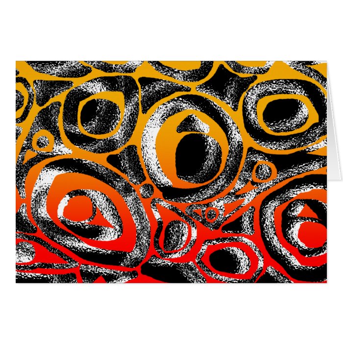 Motif Orange Red Abstract Blank Card