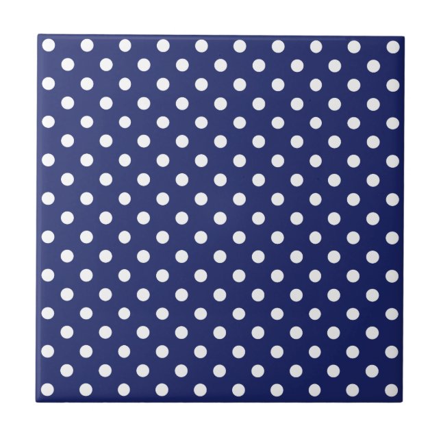 Motif Peas Blanc Marine Blue Ceramic Tile (Front)