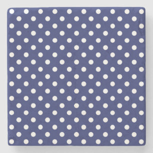 Motif Peas Blanc Marine Blue Stone Coaster