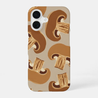 Motif Vintage aux Tranches de Champignon Brun iPhone 16 Case