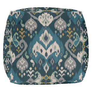 Motifs African boho paisley Floral Ikat pattern Pouf