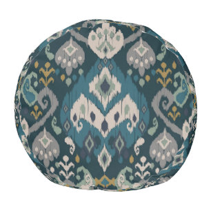 Motifs African boho paisley Floral Ikat pattern Pouf