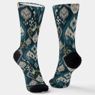 Motifs African boho paisley Floral Ikat pattern Socks