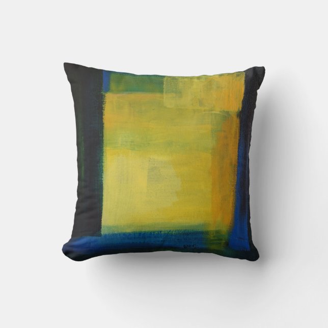 ""Motion" Blue and Yellow lThrow Cushion (Front)