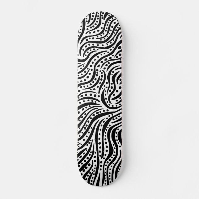 Motion on the Water - Black on White Skateboard Deck (Front)