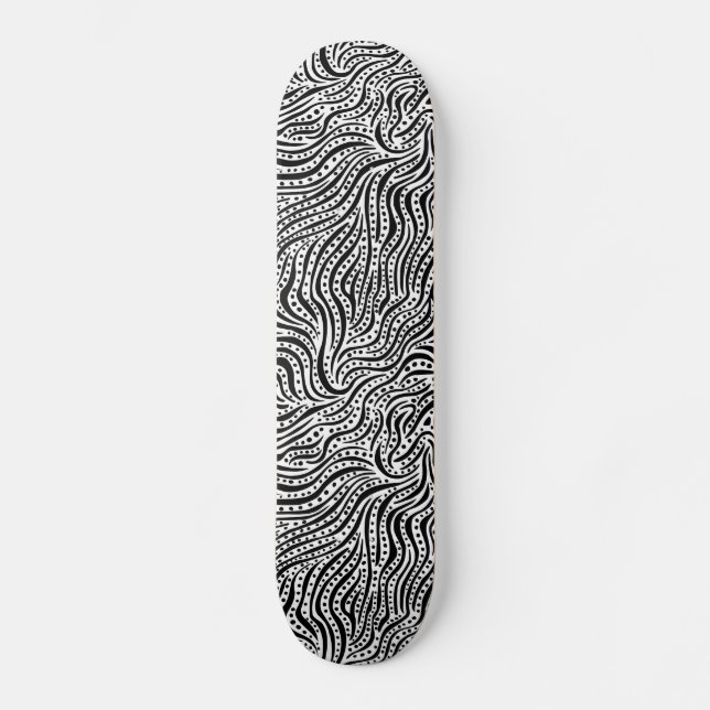 Motion on the Water v2 - Black on White Skateboard (Front)