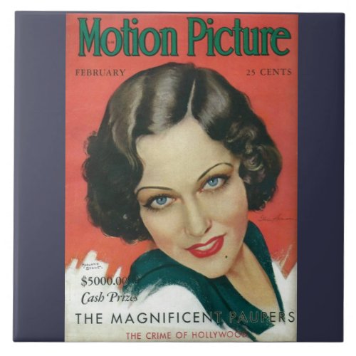 Motion Picture February 1931 Gloria Swanson cover Ceramic Tile
